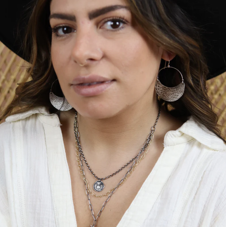 Silver Crescent Earrings