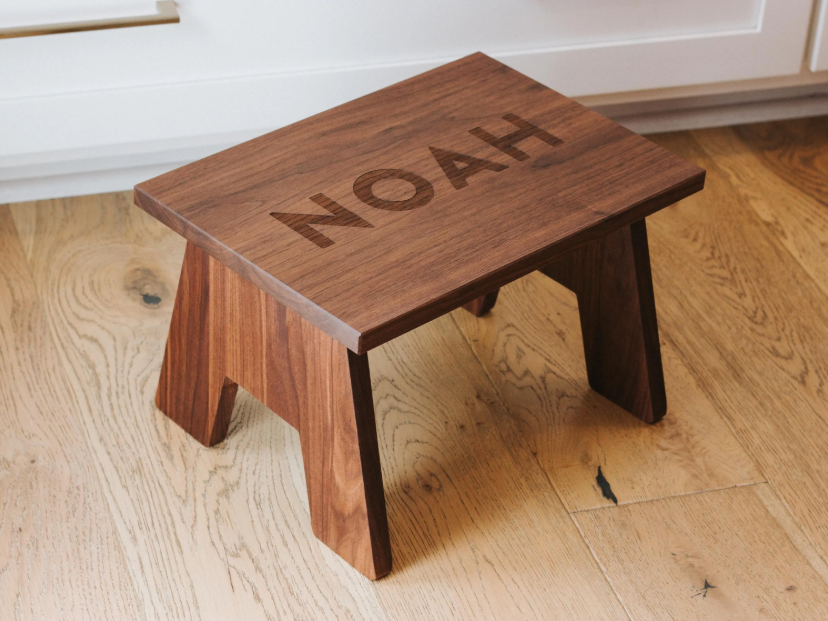 Personalized Children's Step Stool • Custom Engraved Wooden Stool • Custom Name Stool for Kids • Solid Walnut Wood • Montessori • USA Made