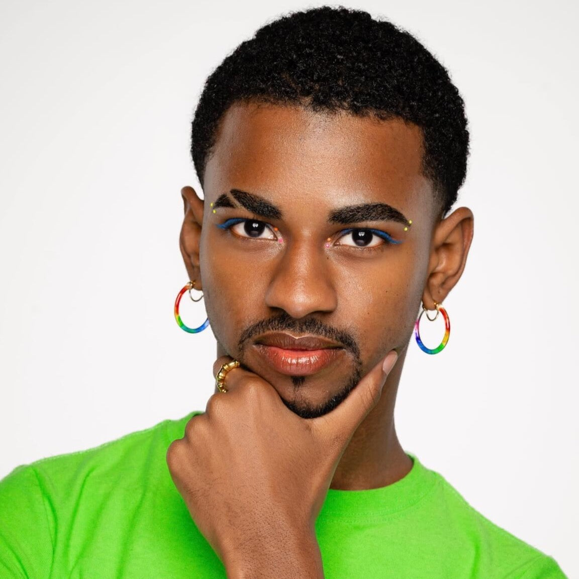 PRIDE Rainbow Tie Dye Lucite Thin Hoops