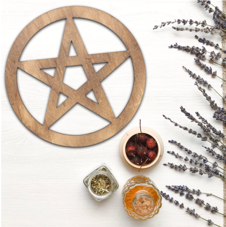Wood Pentacle Altar Tiles