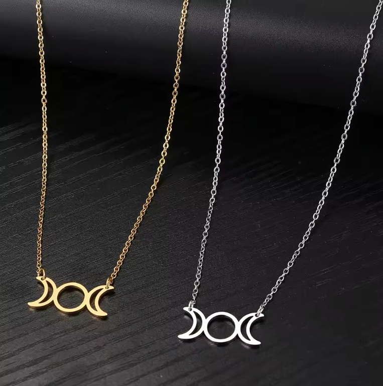 Triple Moon Goddess Necklace