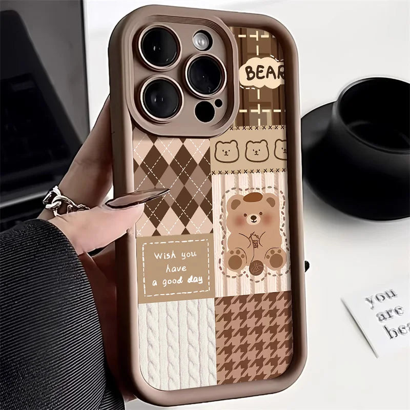 Retro Cute Bear Silicone Phone Case