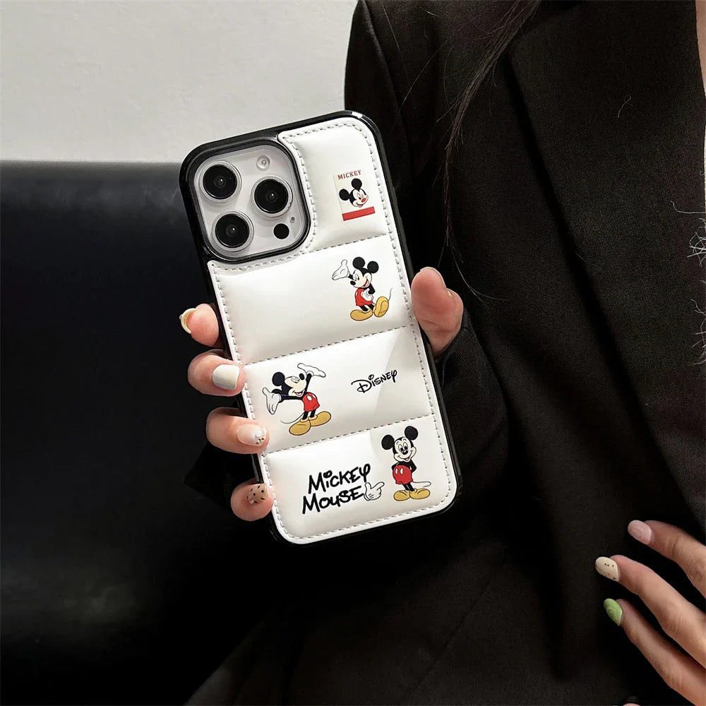Luxury Down Jacket Bumper Silicone Cartoon Disney Mickey Phone Case