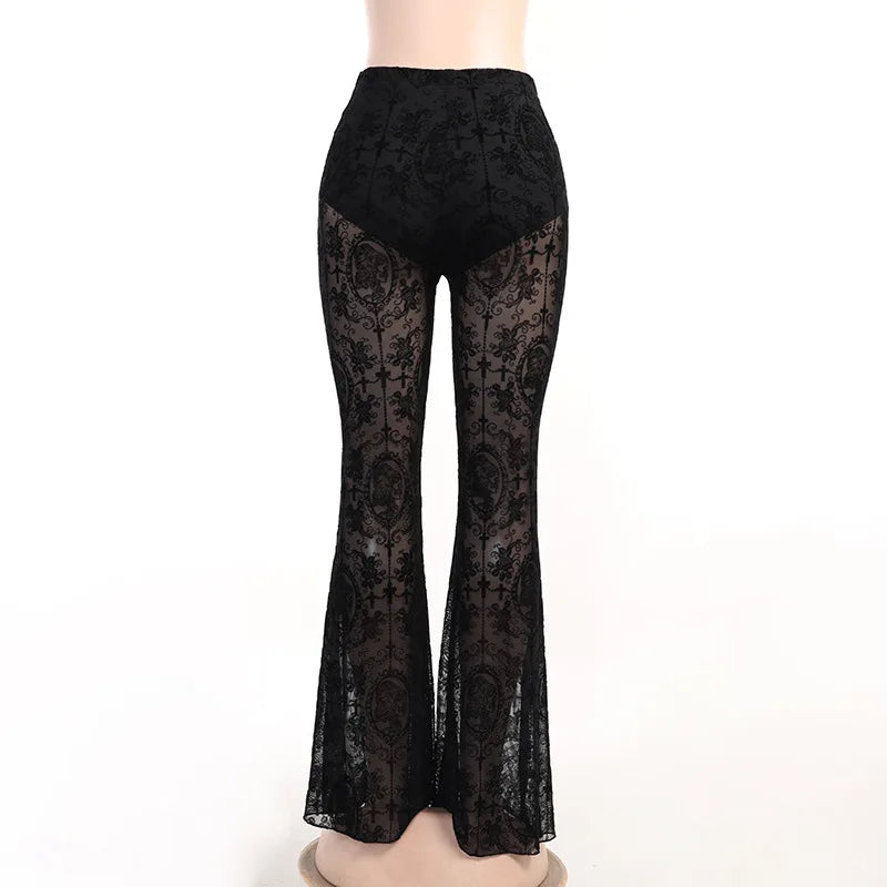 Lace High Waist Flare Pants