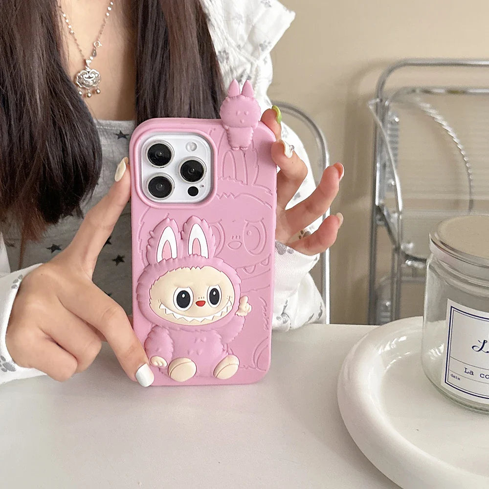 Funny 3D Cartoon LaBubu Monsters Toy Phone Case