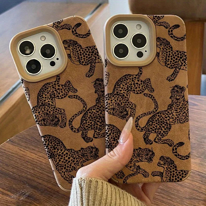 Vivid Leopard Pattern Bonded Leather Phone Case For iPhone