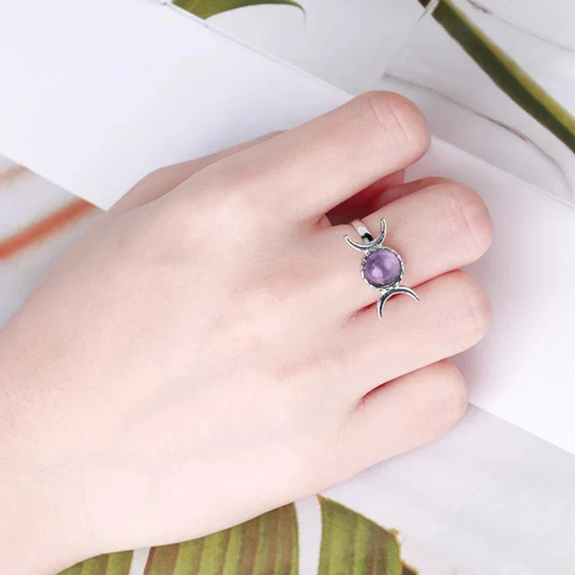 Crystal Triple Moon Rings