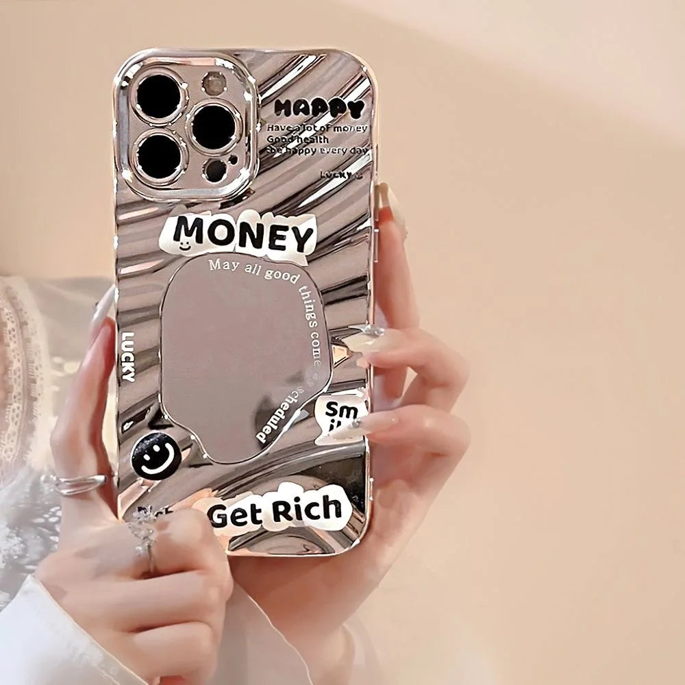 Cute Line Cat Mirror Phone Case