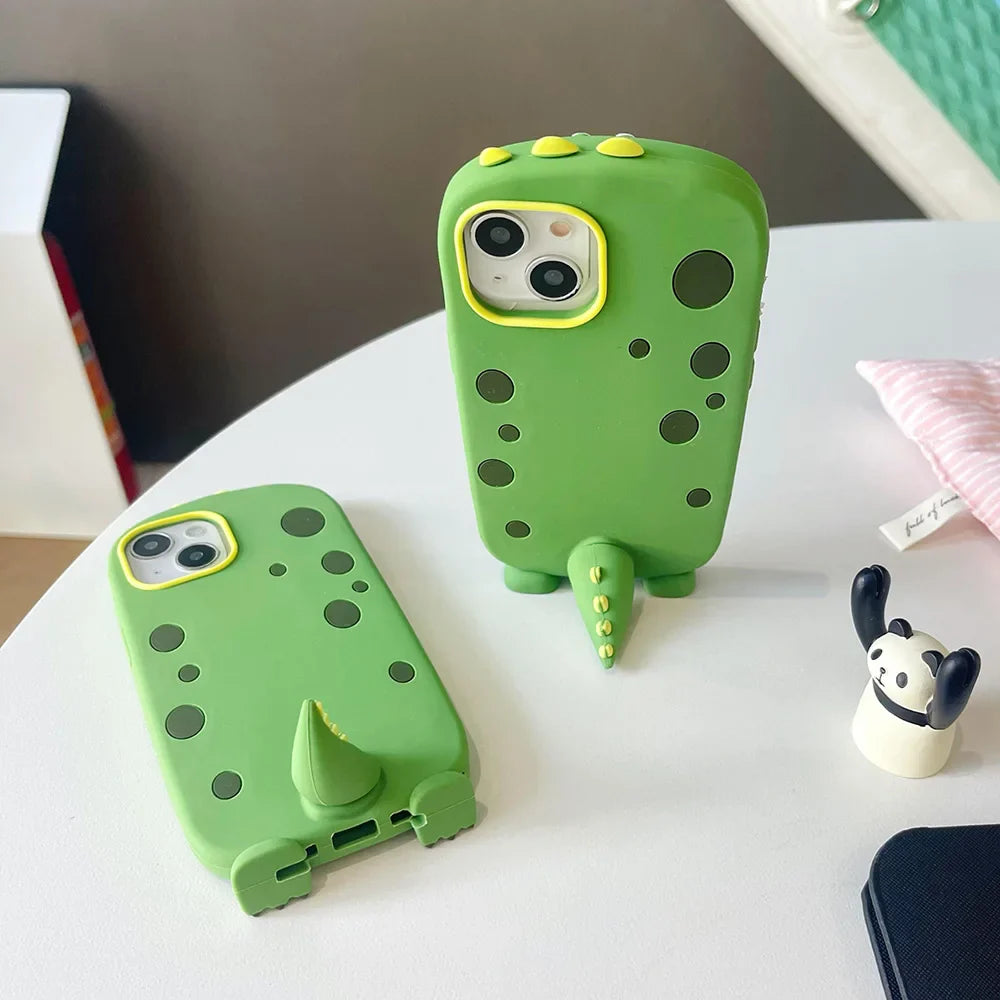 Funny Cute Dinosaur Tail Holder Rubber Soft Silicon Phone Case