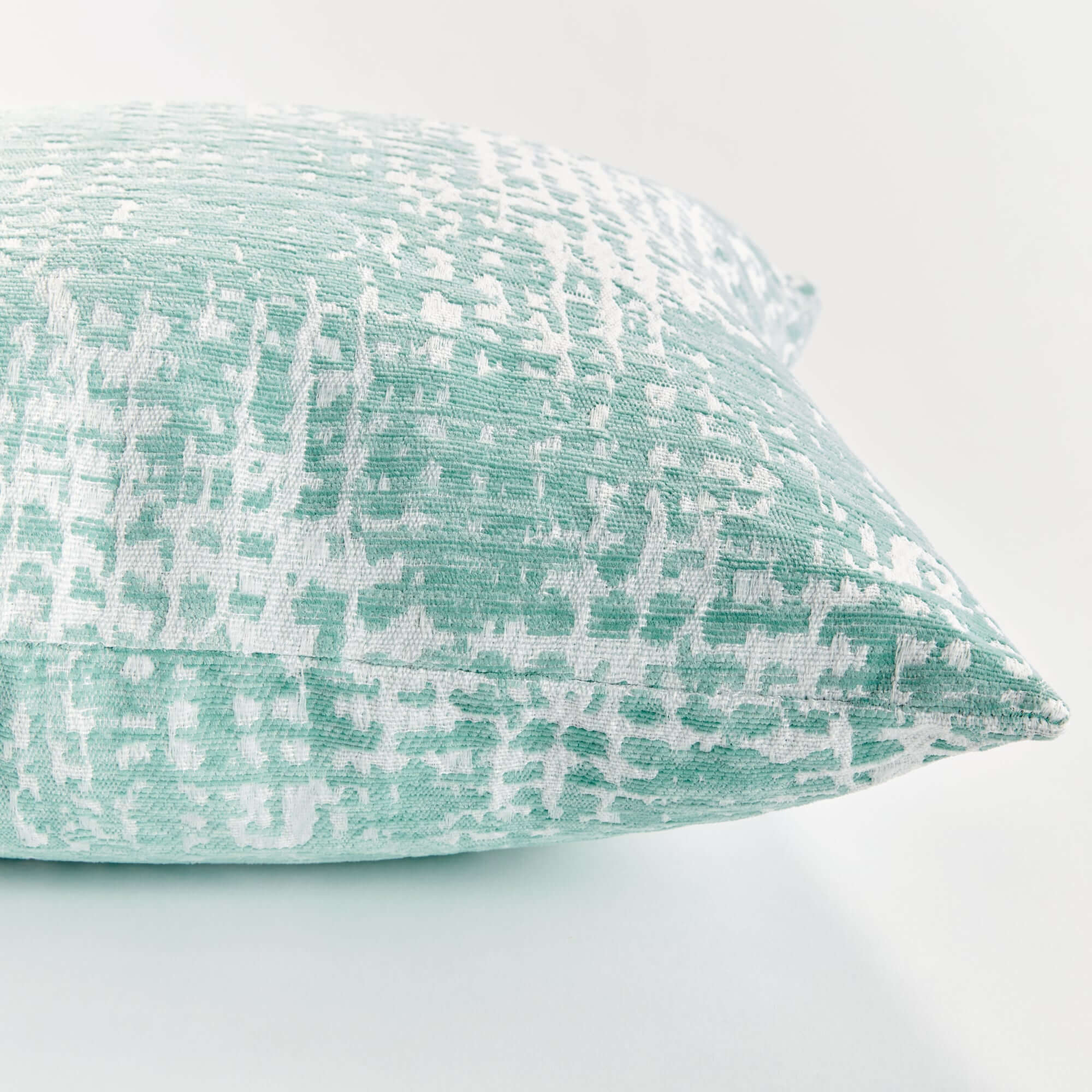 Blush and Seafoam Square Jacquard Indoor Outdoor Throw Pillows