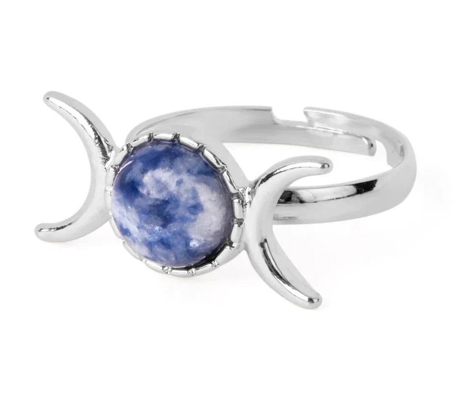Crystal Triple Moon Rings