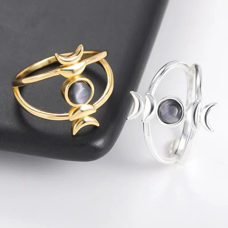 Sheen Obsidian Moon Phase Ring