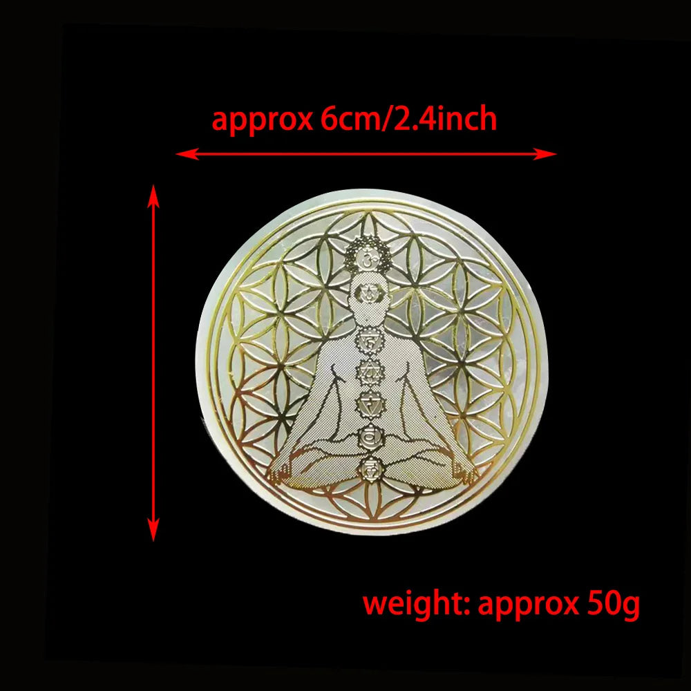 Selenite Spiritual Gold Symbol Plates