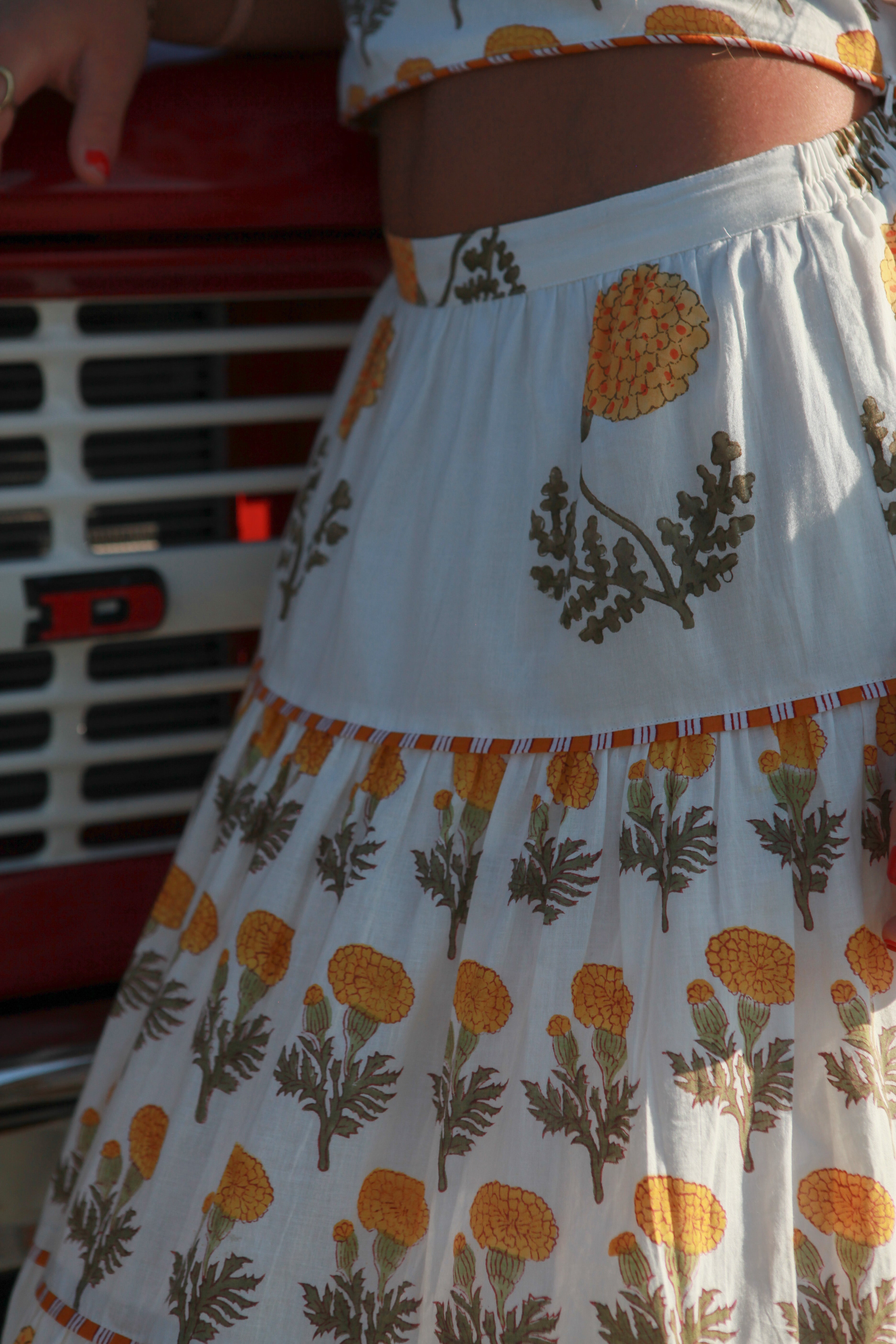 Drue Tiered Skirt in Marigold