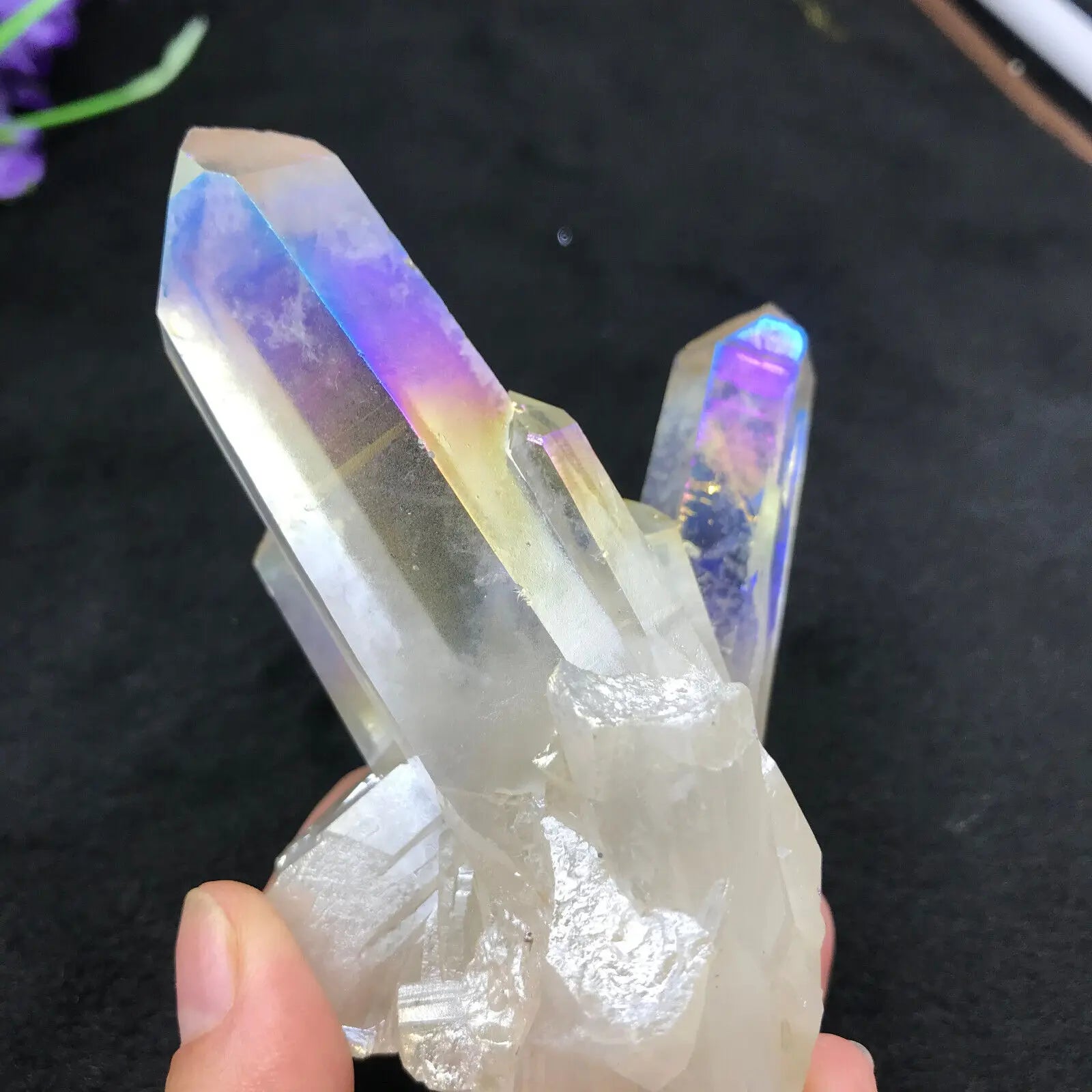 Rainbow Angel Aura Quartz Crystal Cluster