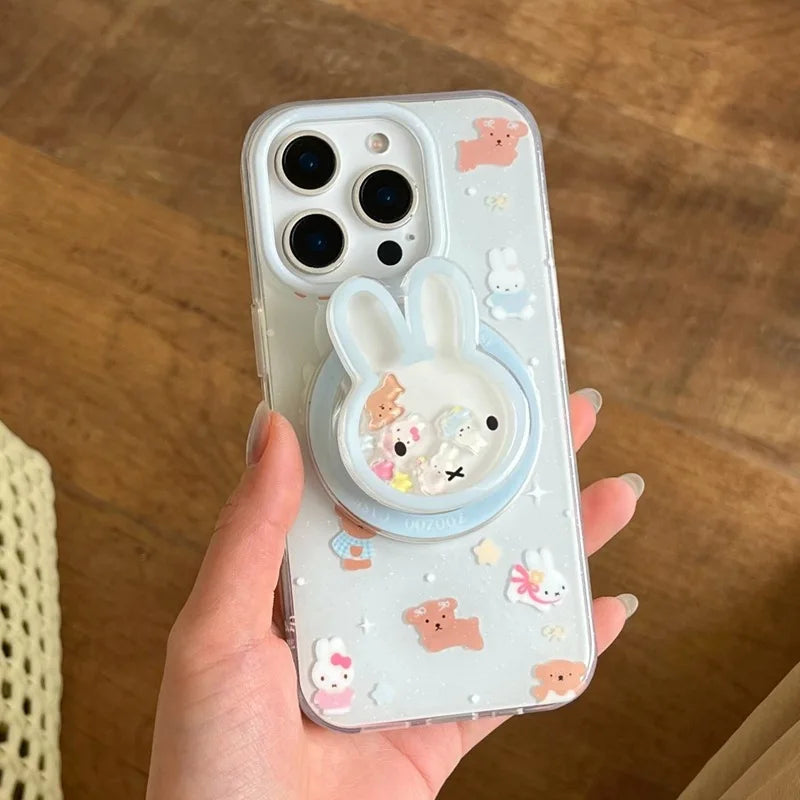 Miffy Phone Case with Holder Kawaii Miffy Rabbit Suitable For iPhone