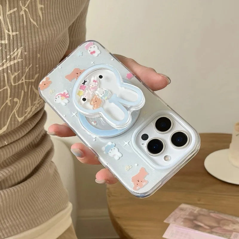 Miffy Phone Case with Holder Kawaii Miffy Rabbit Suitable For iPhone