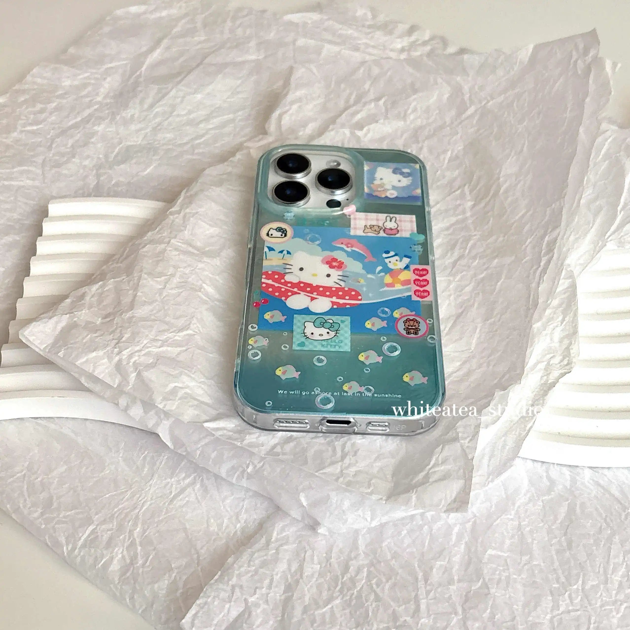 Y2k Girl Ins Summer Blue Oceans HelloKitty Cats Phone Case