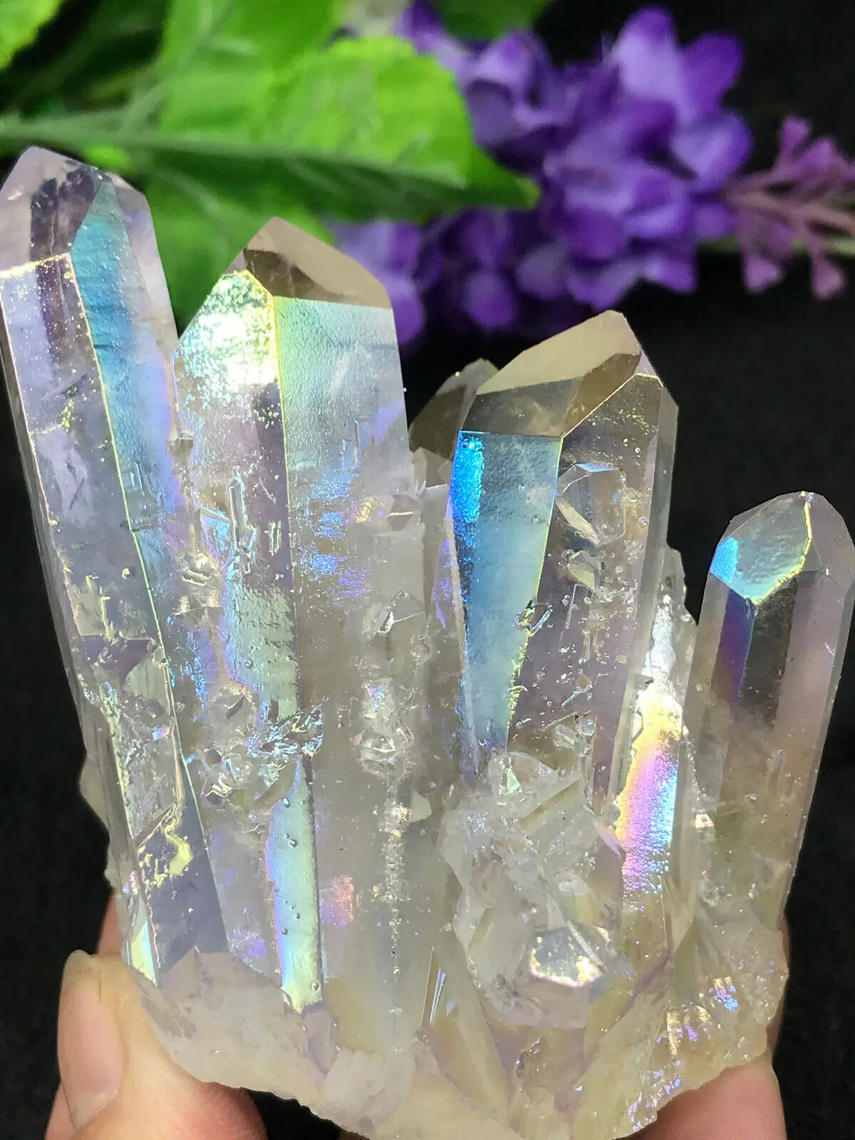 Rainbow Angel Aura Quartz Crystal Cluster