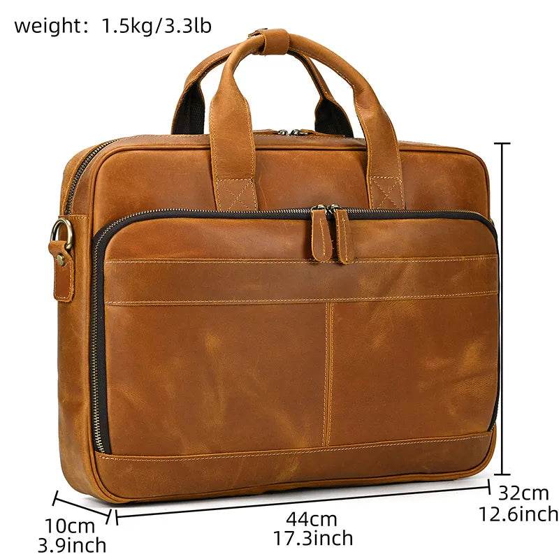 MAHEU Retro Laptop Briefcase Bag Genuine Leather Handbags Casual 15.6 Pad Bag Daily Working Tote Bags for documents