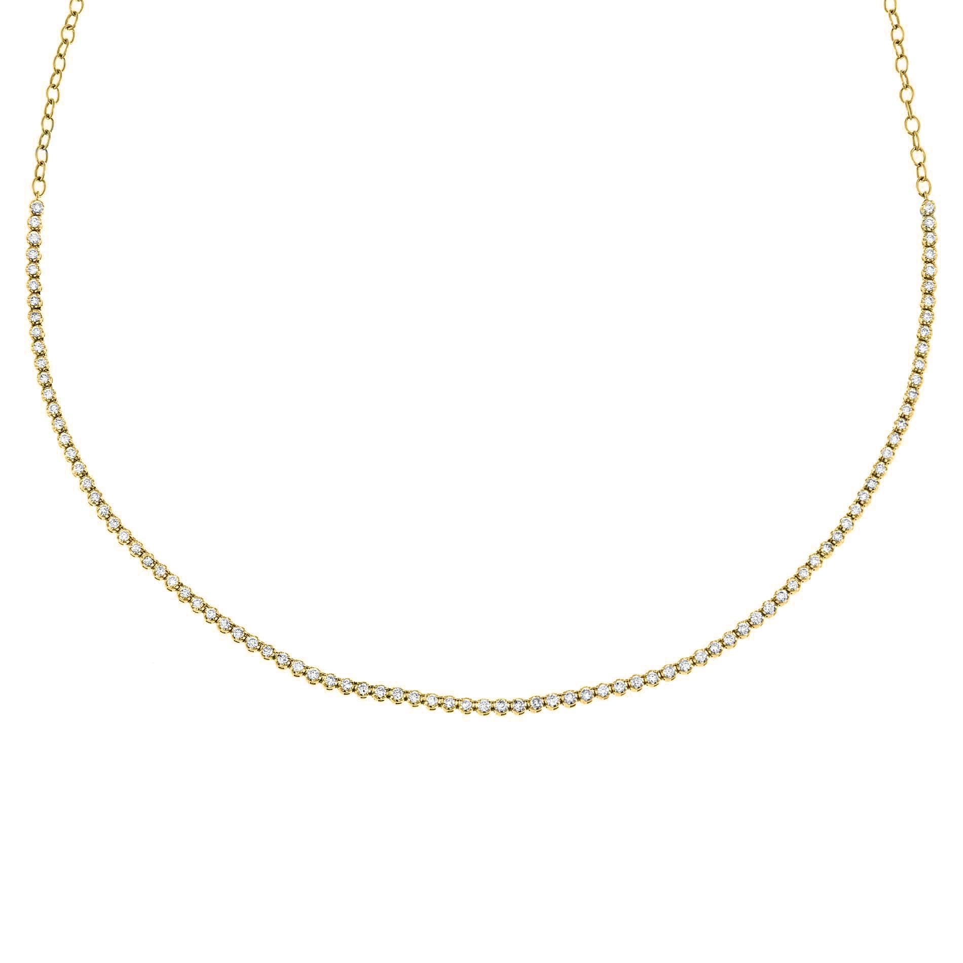 14K Gold Thin Diamond Tennis Choker 14K - Adina's Jewels