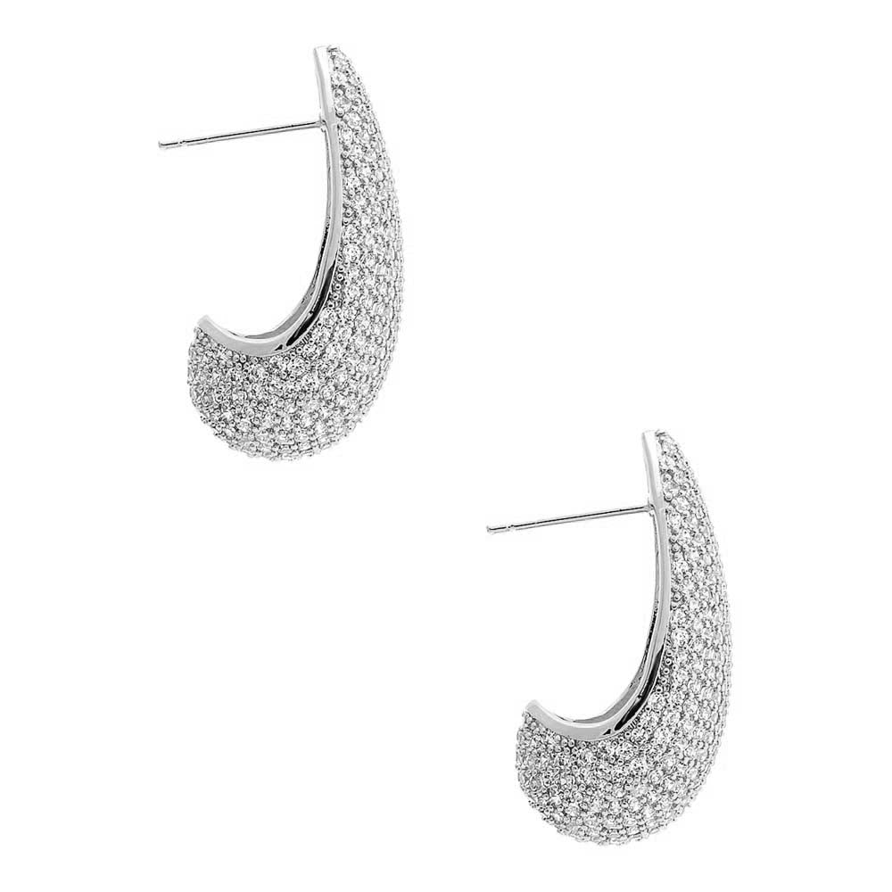  Pave Puffy Oval On The Ear Stud Earirng - Adina's Jewels