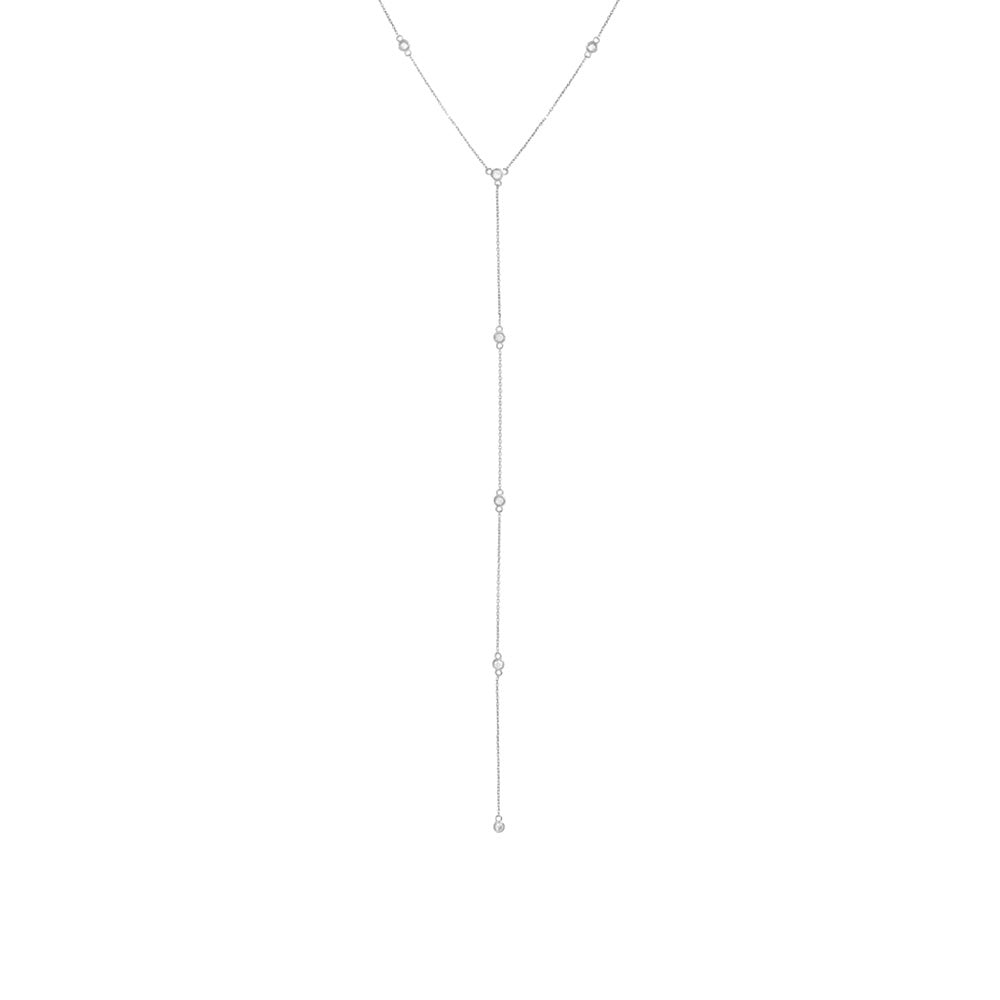 14K White Gold Diamond By The Yard Lariat 14K - Adina's Jewels