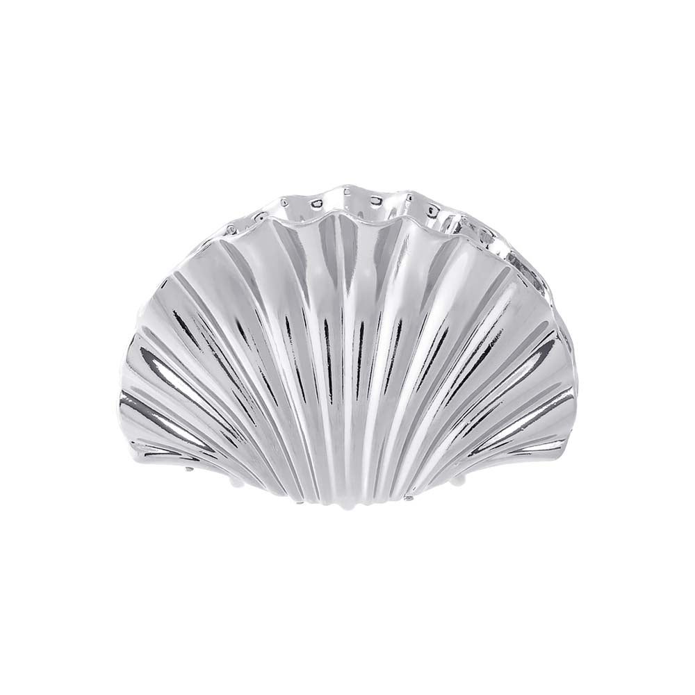 Silver XL Metal Sea Shell Hair Claw Clip - Adina's Jewels