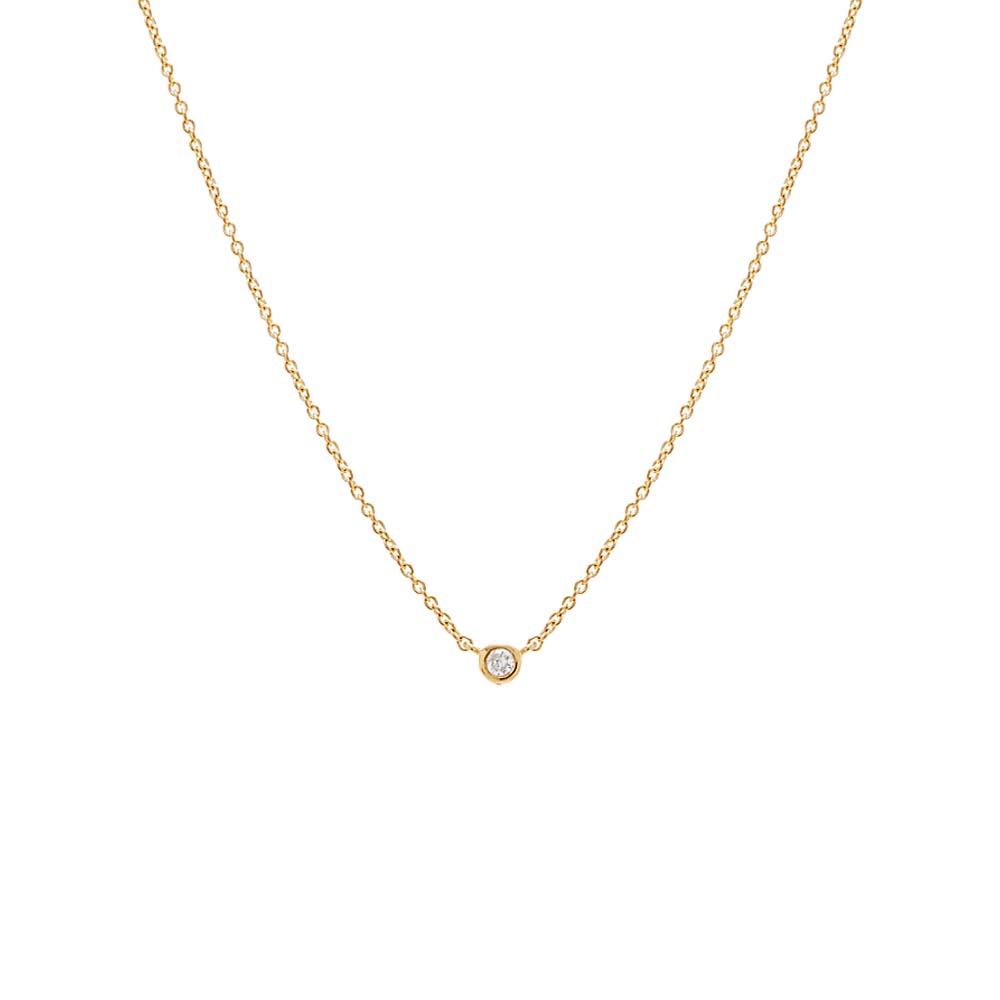 14K Gold Diamond Tiny Bezel Necklace 14K - Adina's Jewels