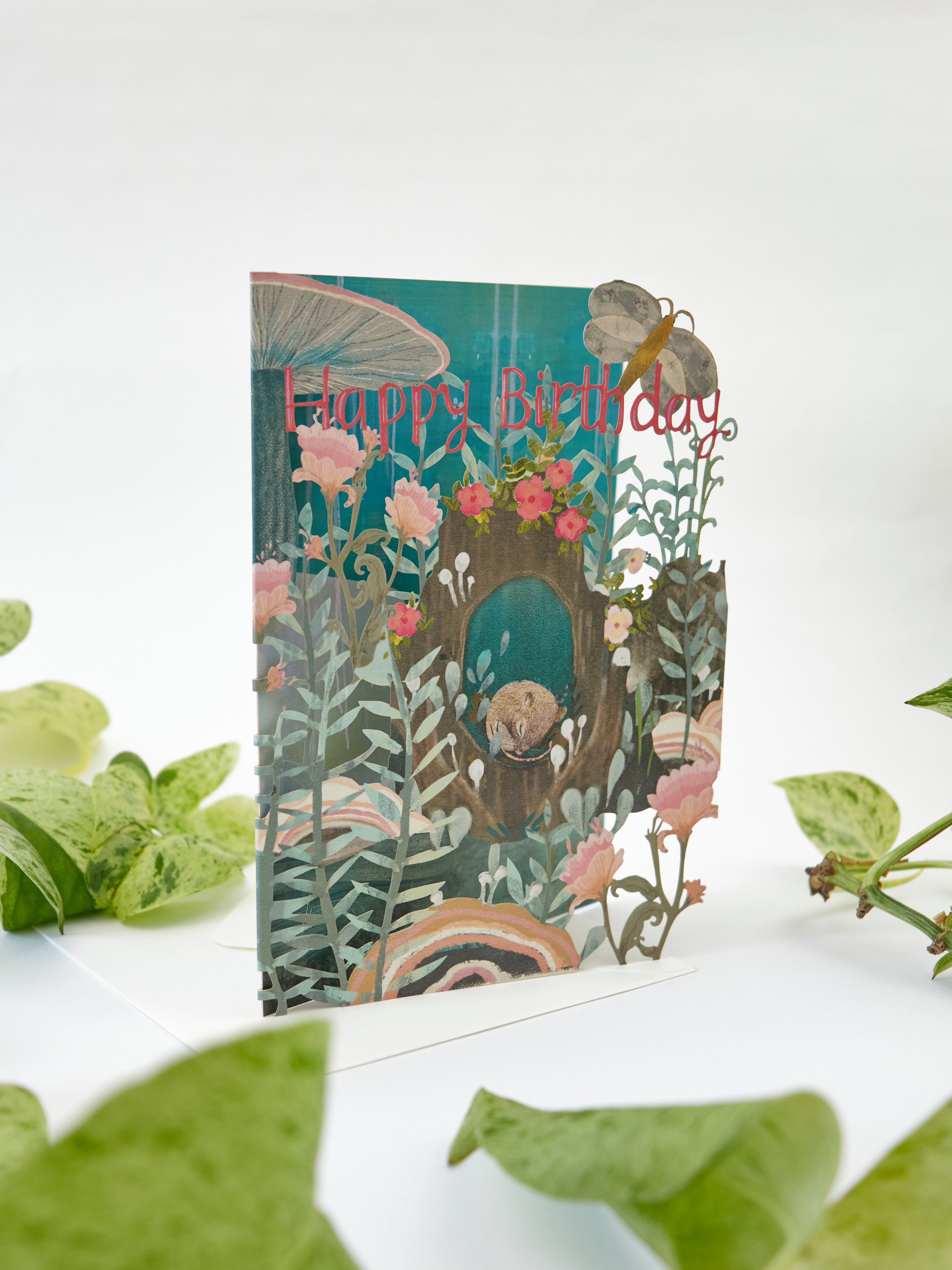 Sleeping Dormouse Lasercut Birthday Card