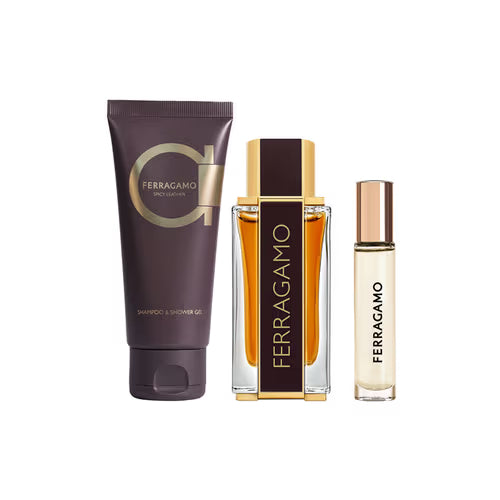 Spicy Leather By Salvatore Ferragamo For Men 3Pcs Set Parfum Spray