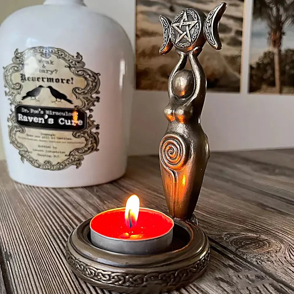 Goddess Triple Moon Candle Holder