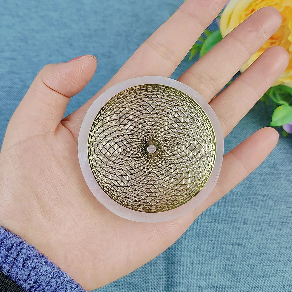 Selenite Spiritual Gold Symbol Plates