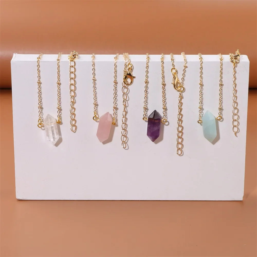 Crystal Hexagon Gold Necklaces