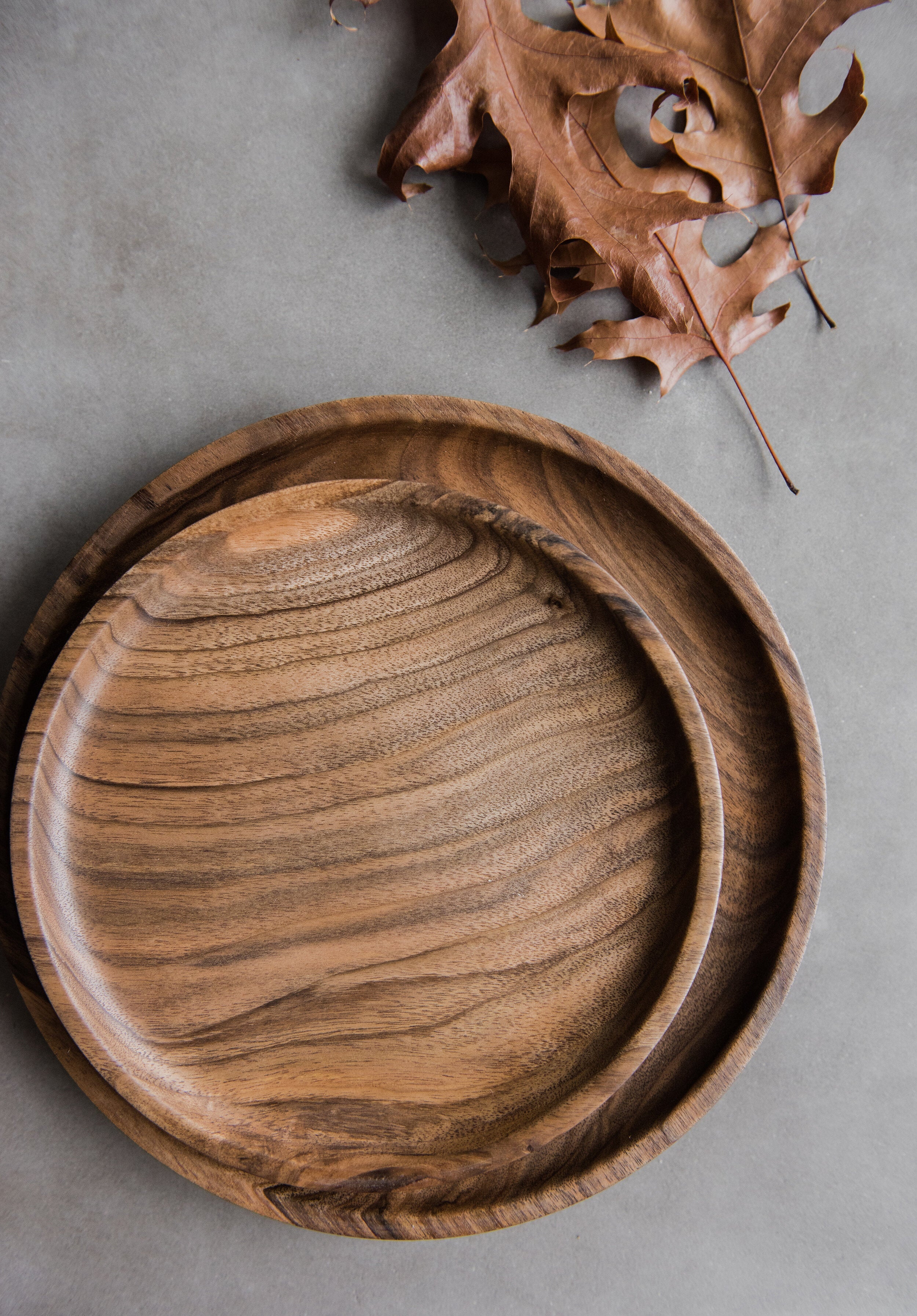HandCarved Walnut Wooden Plate