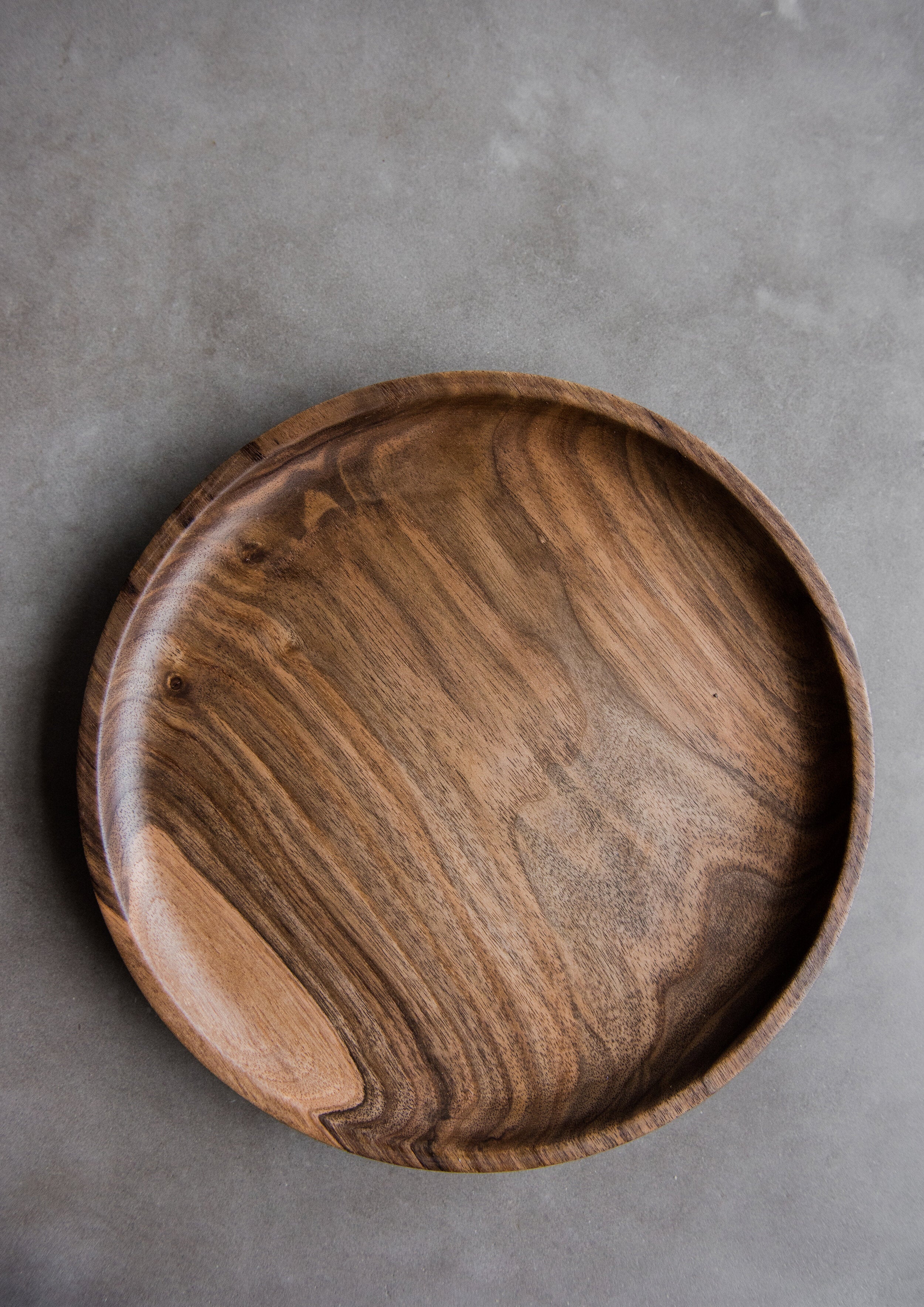 HandCarved Walnut Wooden Plate