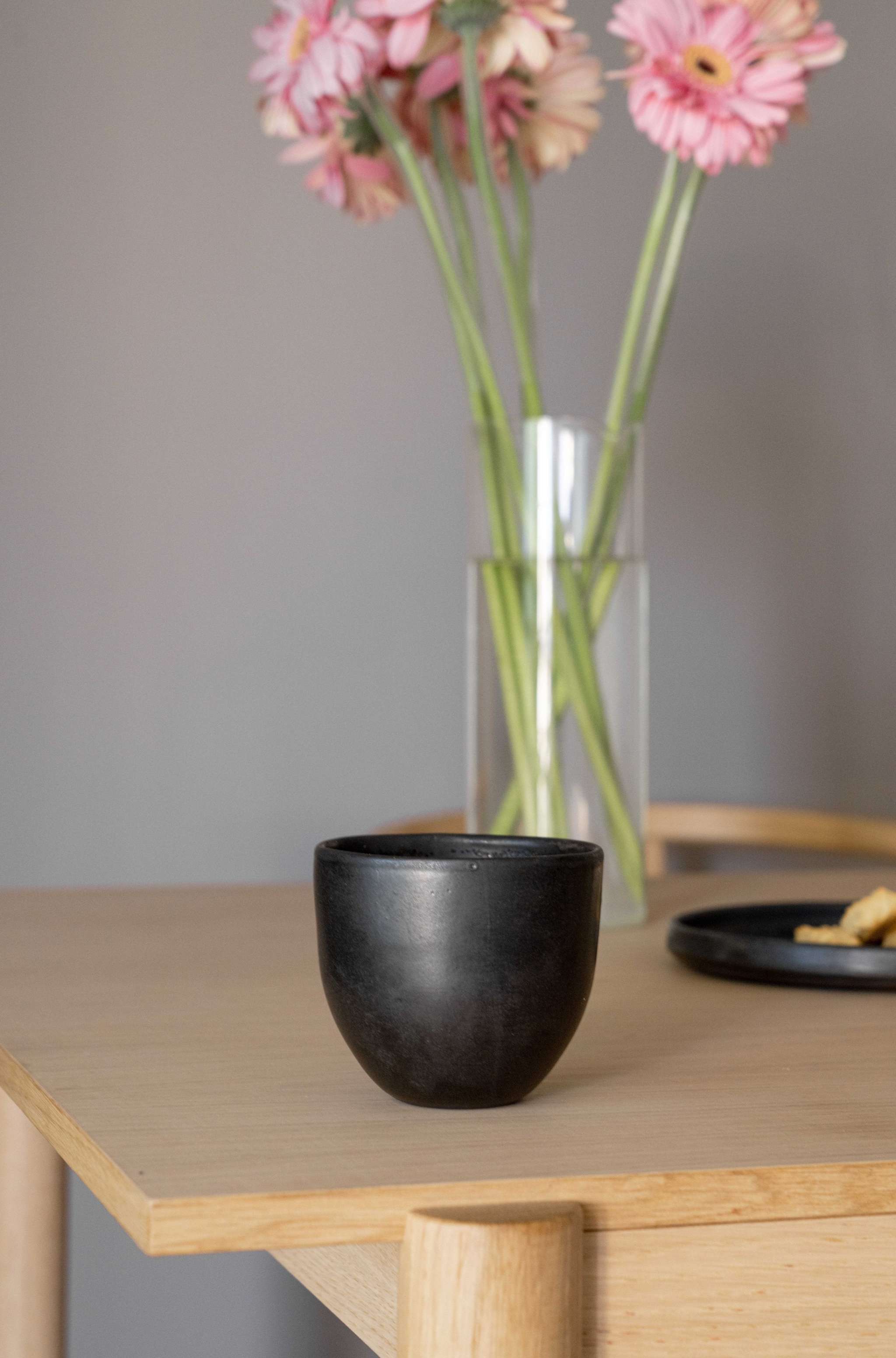 Hand Made Coffee Cup - Black Matte Stoneware