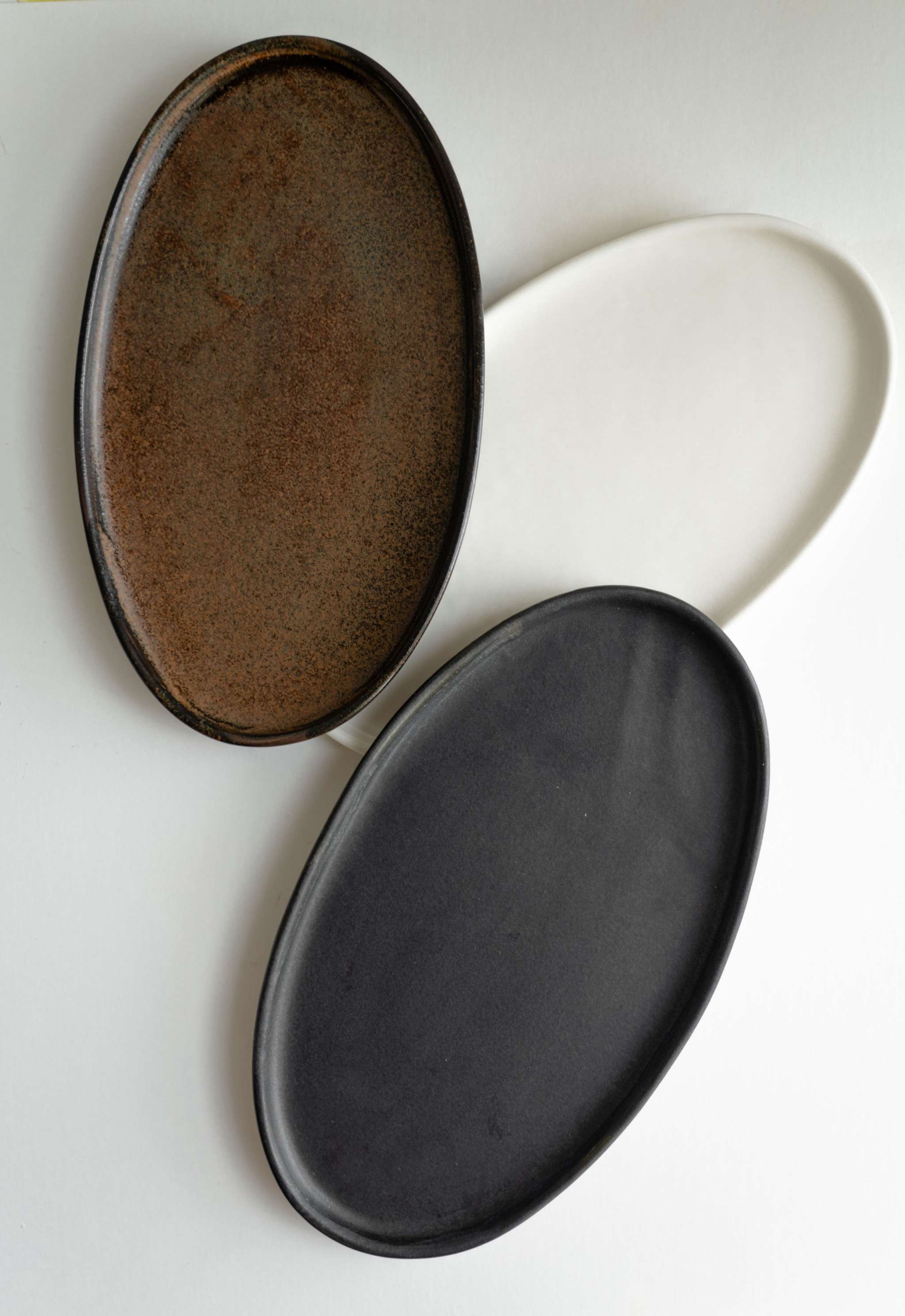 Black Matte Stoneware Oval Serving Platter