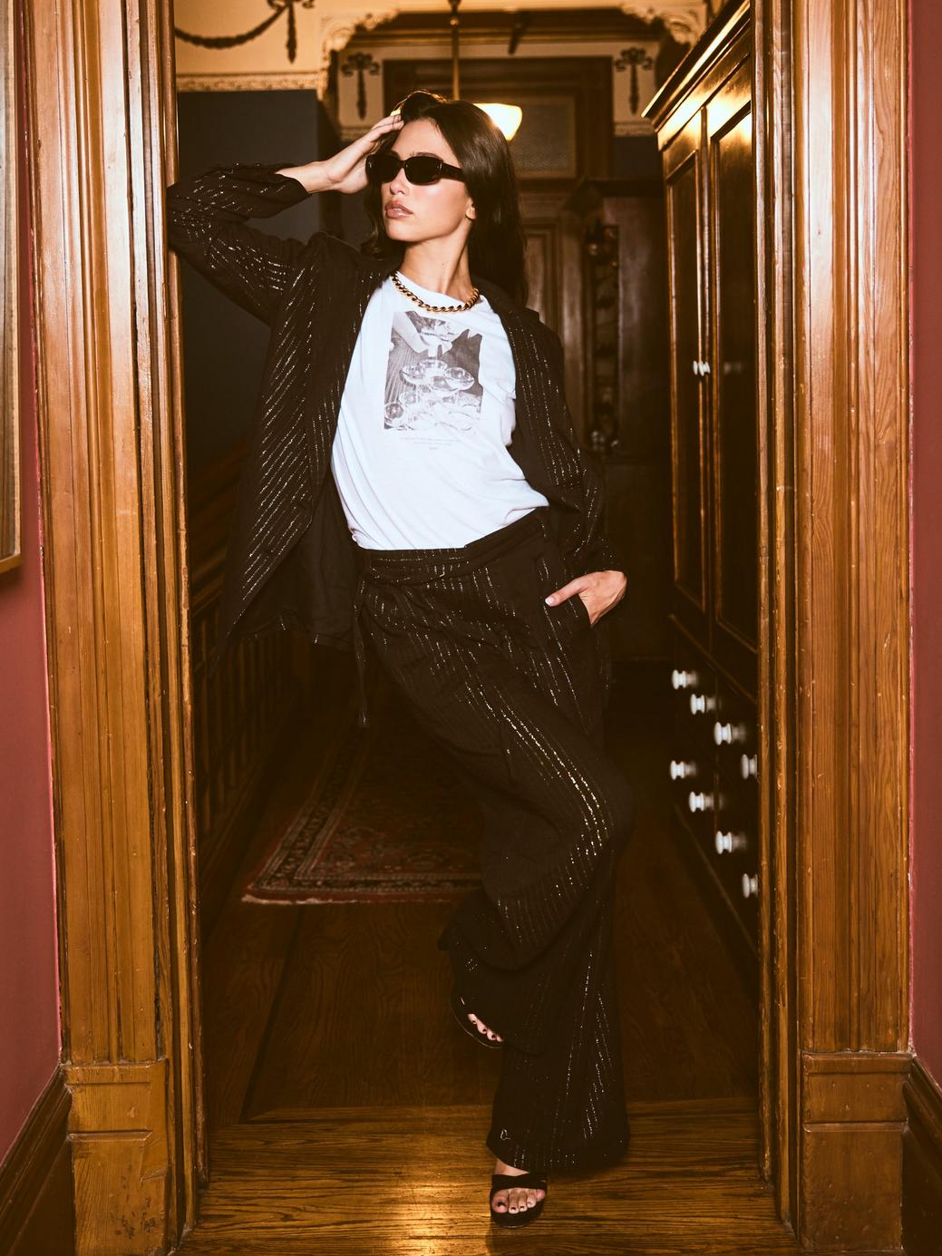 Sloan Blazer - Black Lurex Stripe