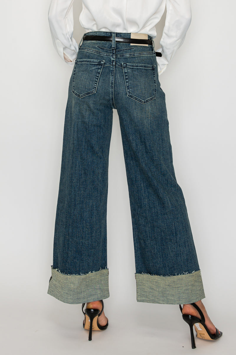 TUMMY CONTROL HIGH RISE CUFFED A WIDE LEG JEANS