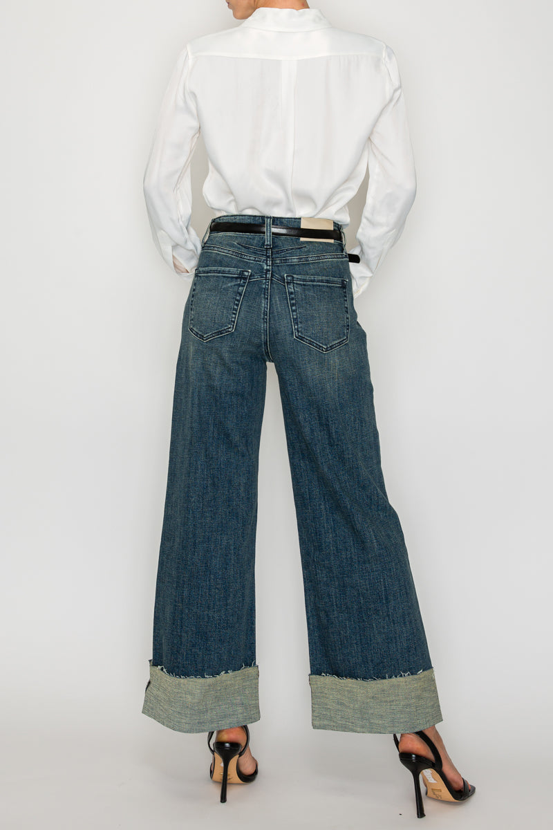 TUMMY CONTROL HIGH RISE CUFFED A WIDE LEG JEANS