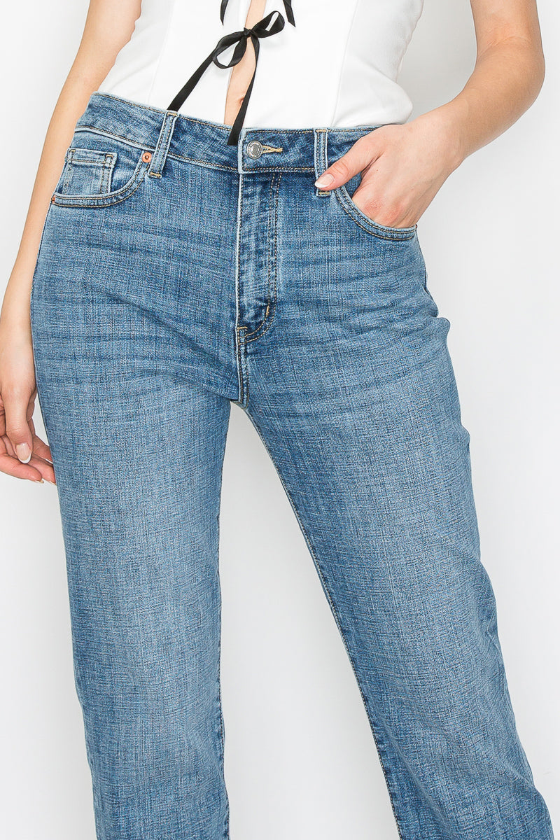 Tummy Control High Rise Slim Straight Jeans
