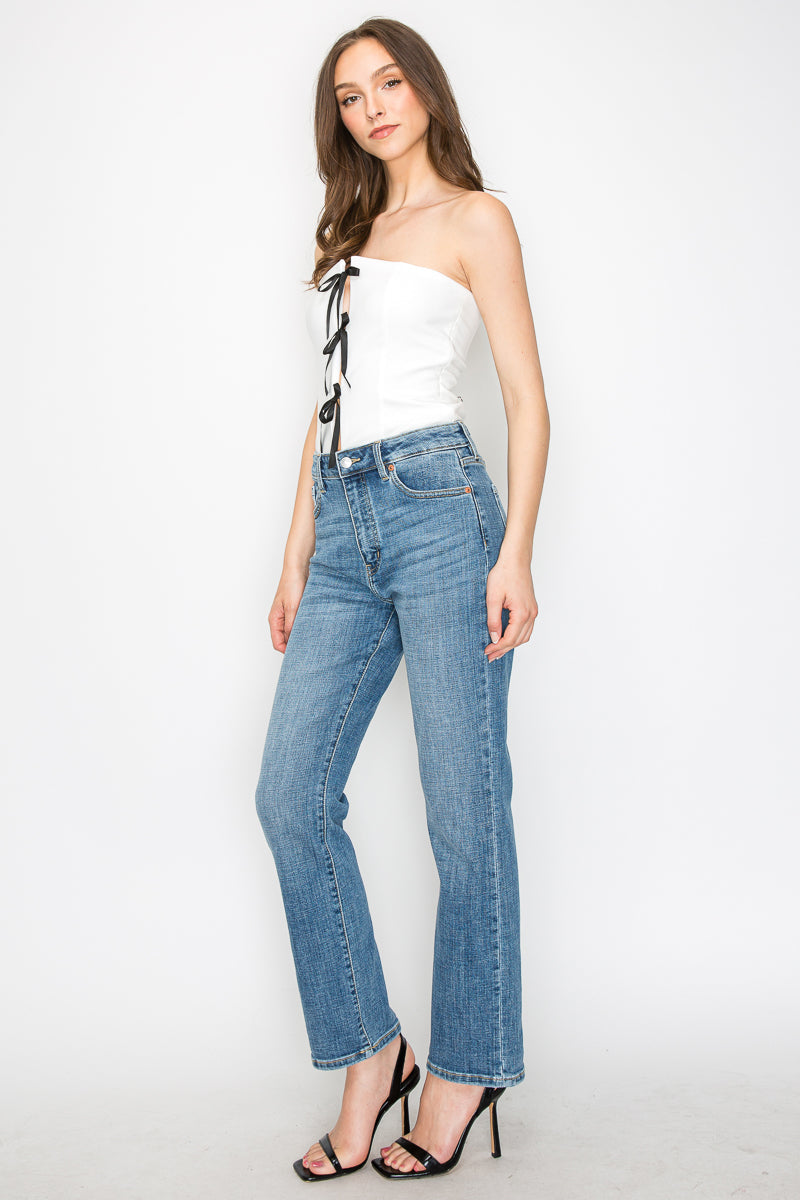 Tummy Control High Rise Slim Straight Jeans