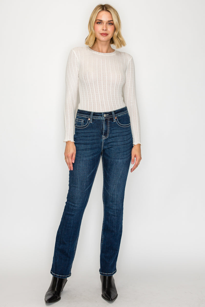 TUMMY CONTROL HIGH RISE SLIM FLARE JEANS  *Signature*