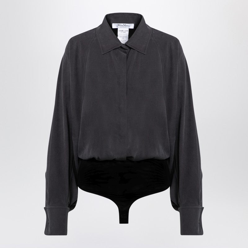 Max Mara Anthracite Grey Silk Body Shirt Women