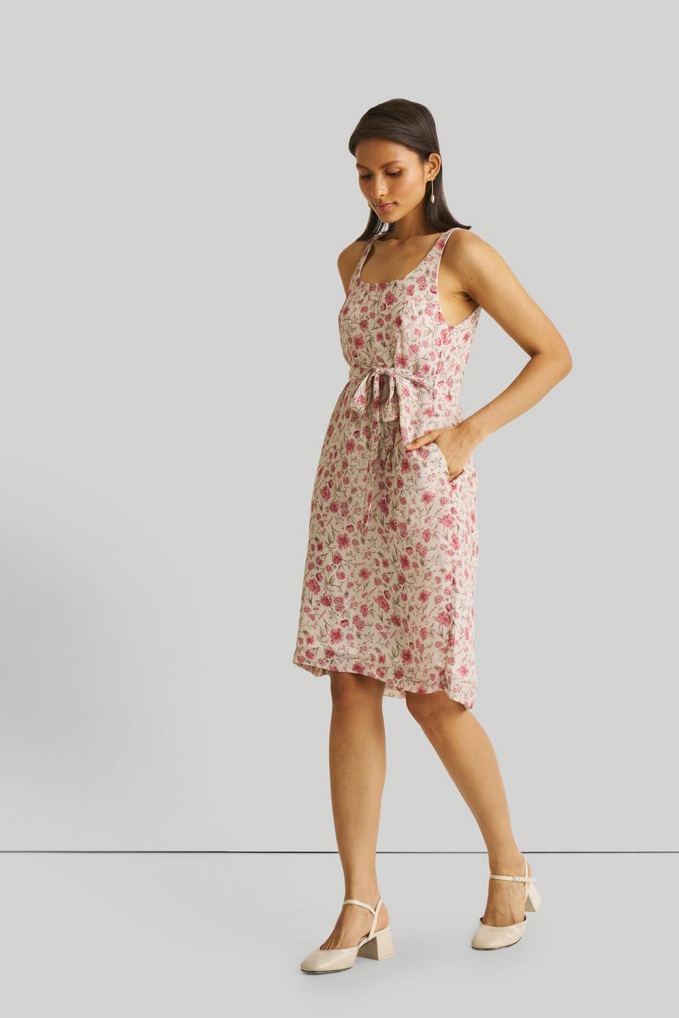 Fitted Knee Length Floral Dress - Petal fusion