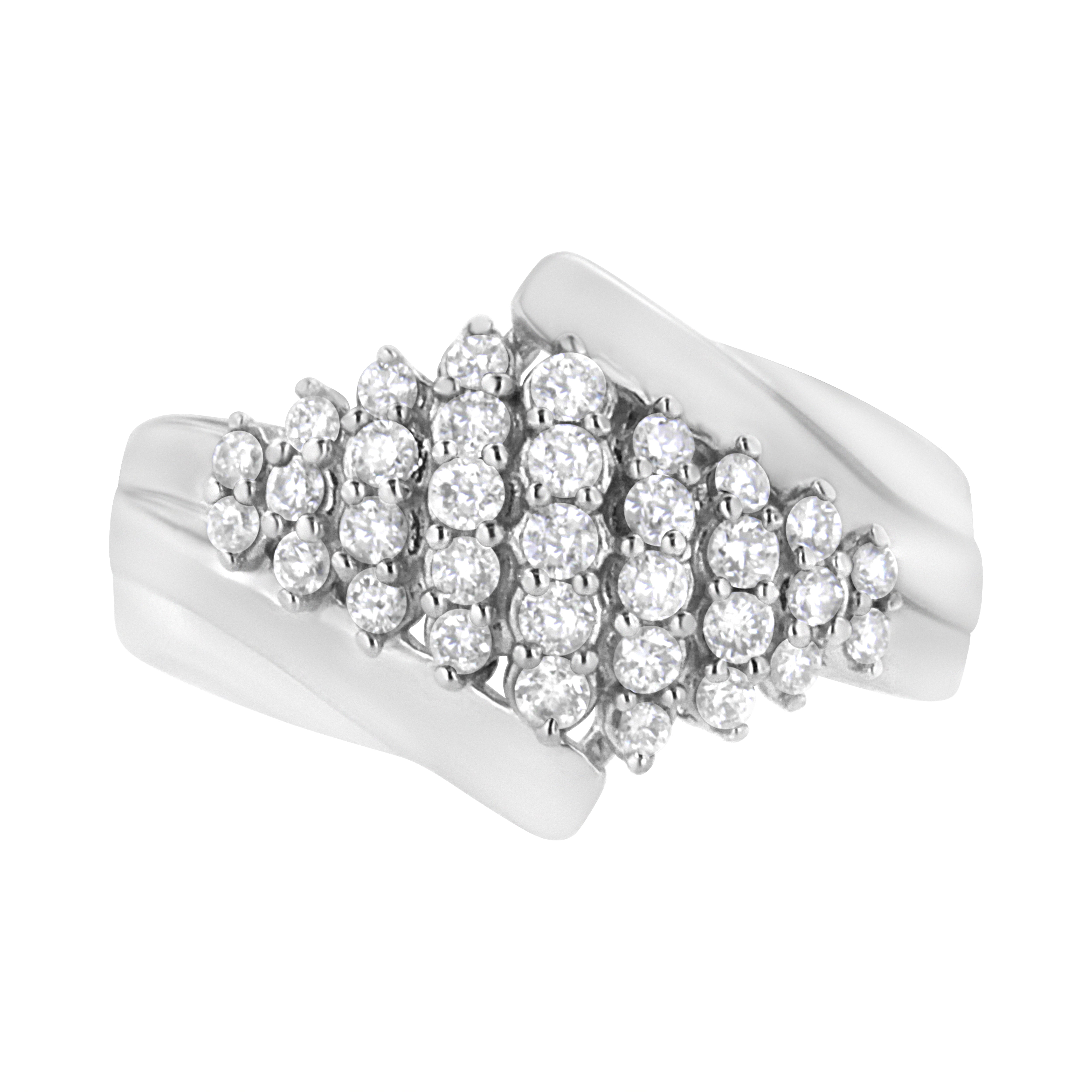 .925 Sterling Silver 1/2 Cttw Lab Grown Diamond Cluster Ring (F-G Color, Vs2-Si1 Clarity) - Size 7