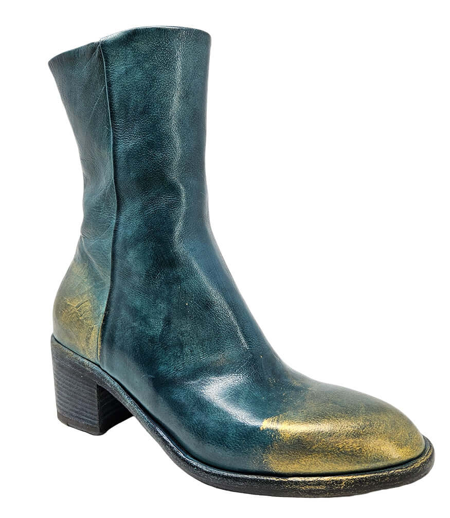 Teal Hand Rubbed Ankle Boot