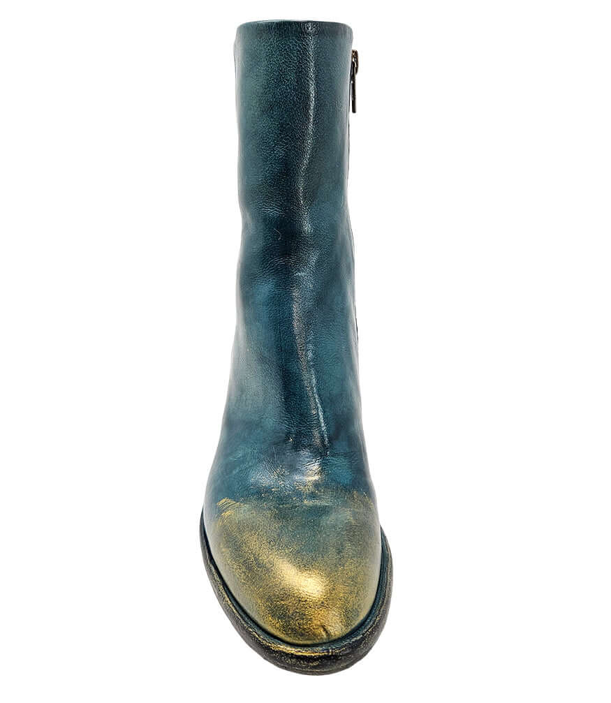 Teal Hand Rubbed Ankle Boot