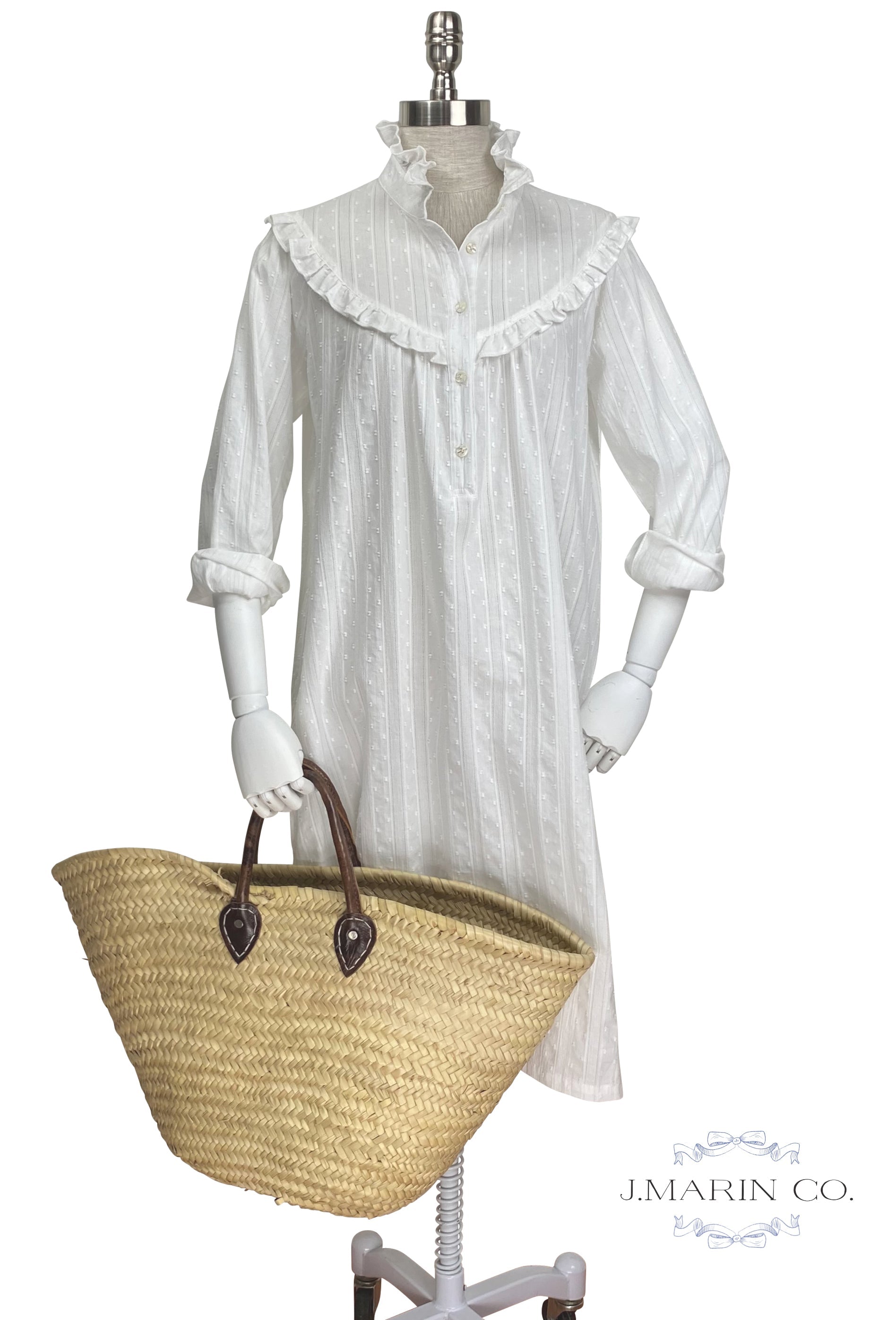 The Laura Shirt Dress - White Dotted Swiss